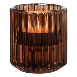 Diner/theelichthouder - lichtbruin - ø5.5x6 cm