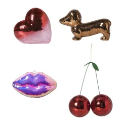 Disco kersen ornament - rood - 25x20x10 cm