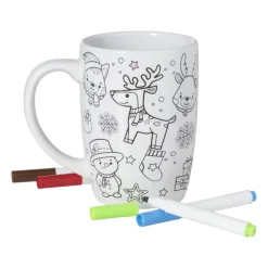 DIY kerstmok inkleur set - keramiek - ø8.9x12.3 cm