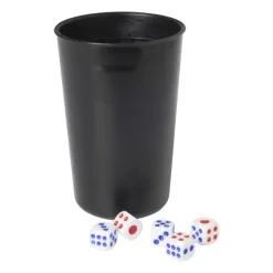 Dobbelstenen met beker - set van 6