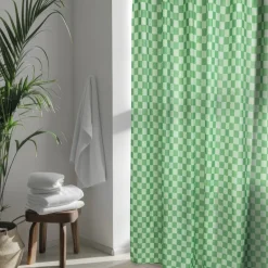 Douchegordijn geblokt - groen - 180x200 cm