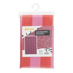 Douchegordijn gestreept - roze/oranje - 180x200 cm