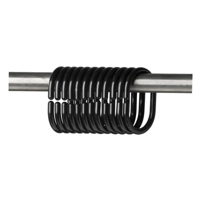 Douchegordijn ringen - zwart - set van 12