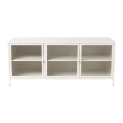 Dressoir Luca met geribbeld glazen deurtjes - offwhite - 50x120x42 cm