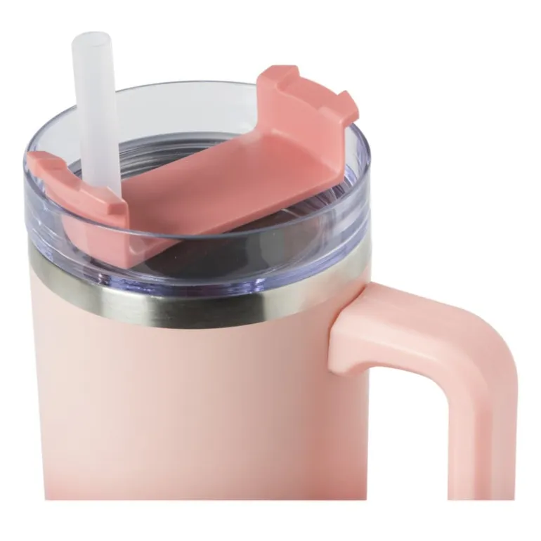 Drinkbeker thermo met draaideksel - roze - 600 ml