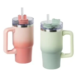 Drinkbeker thermo met draaideksel - roze - 600 ml