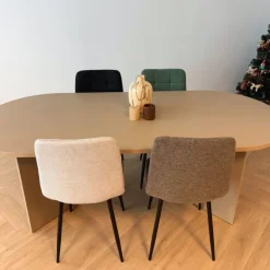 Eetkamerstoel chenille - bruin - 90x53.5x44.5 cm