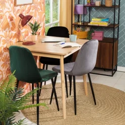 Eetkamerstoel Ivy - velvet grijs - 88x44x53 cm