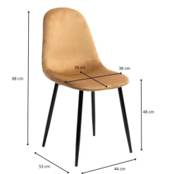 Eetkamerstoel Ivy velvet - bruin - 88x38x38 cm