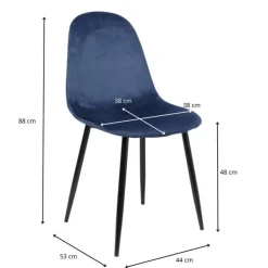 Eetkamerstoel Ivy velvet - donkerblauw - 88x44x53 cm