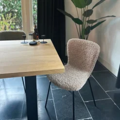 Eetkamerstoel Liz - beige - teddy - 83.5x55x45.4 cm