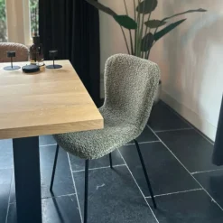 Eetkamerstoel Liz - groen - teddy - 83.5x55x45.4 cm