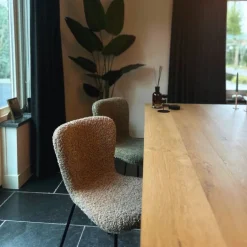 Eetkamerstoel Liz - groen - teddy - 83.5x55x45.4 cm