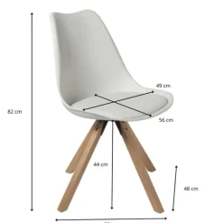 Eetkamerstoel Olympic - wit/naturel - 82x58x48 cm