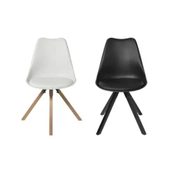 Eetkamerstoel Olympic - wit/naturel - 82x58x48 cm