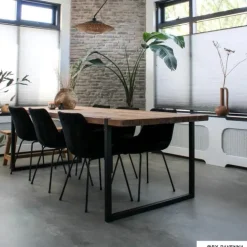 Eetkamerstoel ribstof - zwart - 84x52x52cm