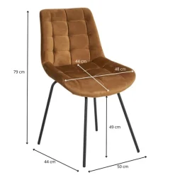 Eetkamerstoel velvet - cognac - 79x50x44 cm