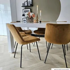 Eetkamerstoel velvet - cognac - 79x50x44 cm