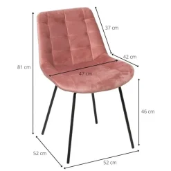 Eetkamerstoel velvet - oudroze - 52x52x81 cm