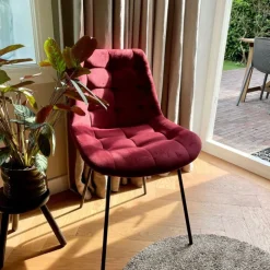 Eetkamerstoel velvet - rood - 79x50x44 cm