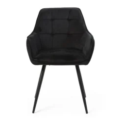 Eetkamerstoel velvet met armleuning - zwart - 87x56.5x43 cm