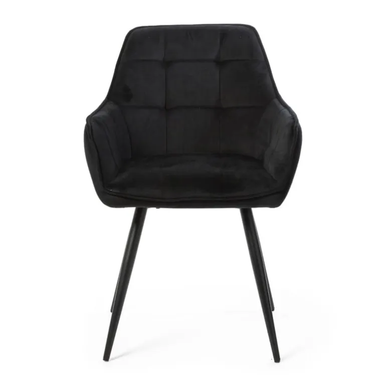 Eetkamerstoel velvet met armleuning - zwart - 87x56.5x43 cm