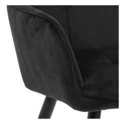 Eetkamerstoel velvet met armleuning - zwart - 87x56.5x43 cm