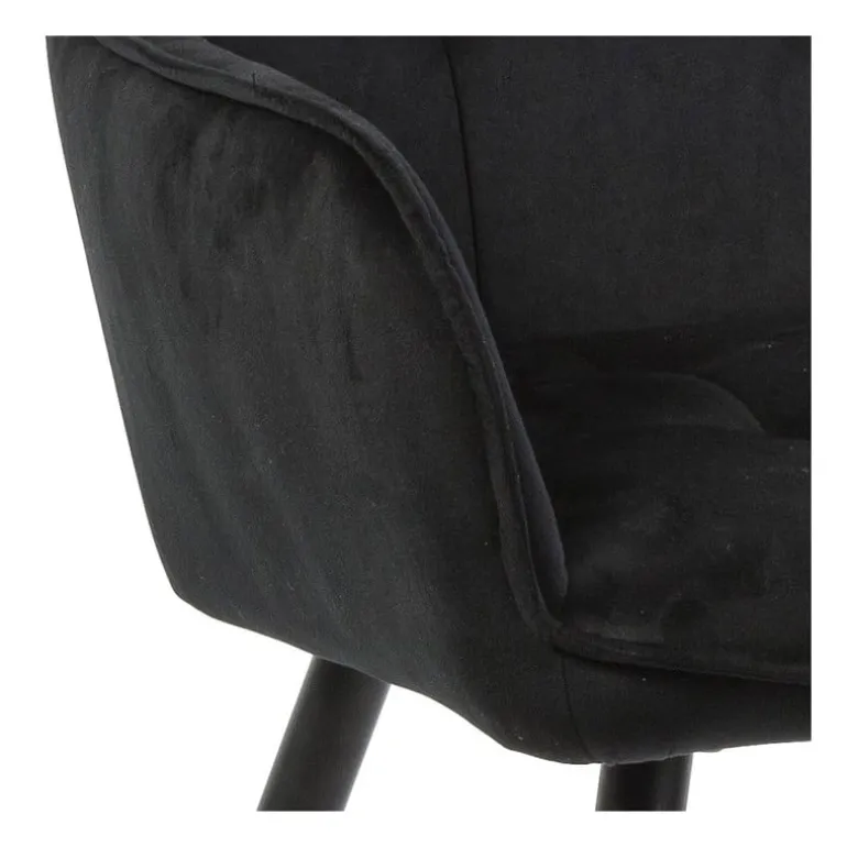 Eetkamerstoel velvet met armleuning - zwart - 87x56.5x43 cm