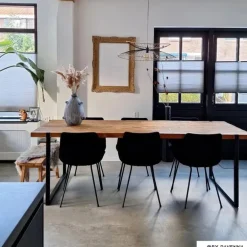 Eetkamerstoel velvet met armleuning - zwart - 87x56.5x43 cm