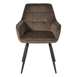 Eetkamerstoel velvet met armleuning - bruin - 87x56.5x43 cm