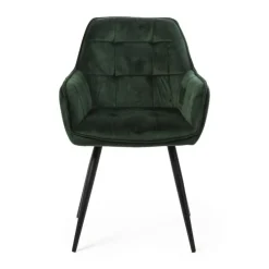 Eetkamerstoel velvet met armleuning - groen - 87x56.5x43 cm