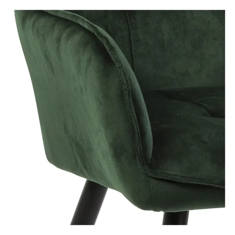 Eetkamerstoel velvet met armleuning - groen - 87x56.5x43 cm