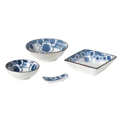 Eetstokjeshouder Mico bloemen - blauw/wit - 1.5x6x1.2 cm