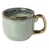 Espressomokje met gouden rand - groen - 80 ml