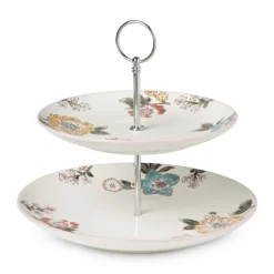 Etagere bloemen en vlinder - multikleur - 25 cm