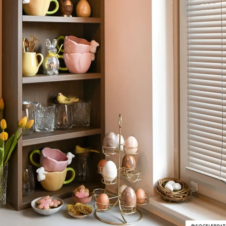 Etagere voor eieren - goud - 22x22x40,5 cm