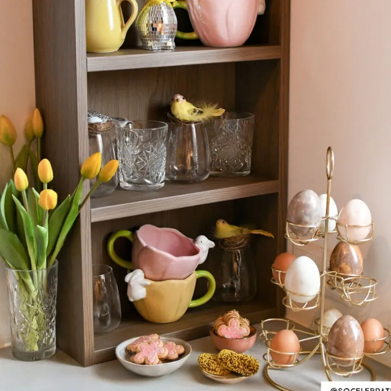 Etagere voor eieren - goud - 22x22x40,5 cm