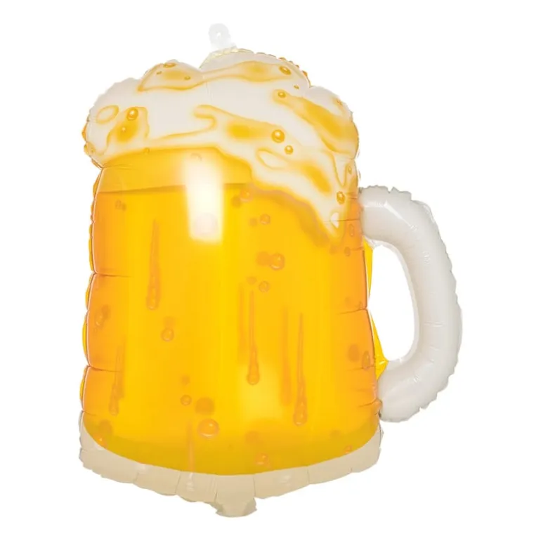 Folieballon bierpul - goud/wit - 60 cm