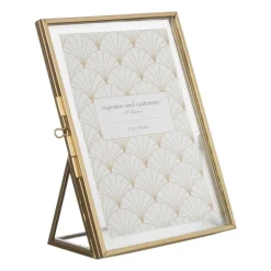 Fotolijst geribbeld glas - 18x13x6 cm - goudkleurig