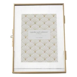 Fotolijst geribbeld glas - 25x18x7 cm - goudkleurig