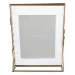 Fotolijst geribbeld glas - 25x18x7 cm - goudkleurig
