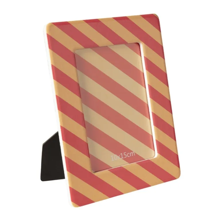 Fotolijst streep - roze/oranje - 10x15 cm