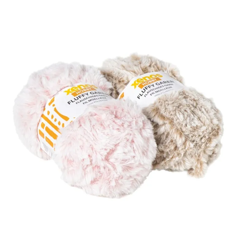 Garen fluffy - beige/bruin - 100 gram - 60 meter