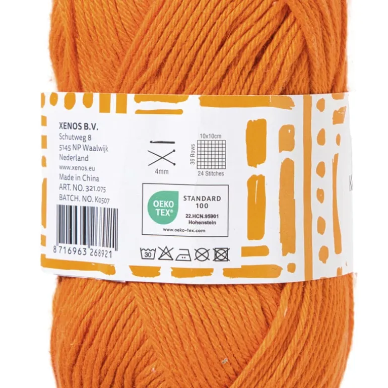 Garen katoen - oranje - 50 gram - 125 meter