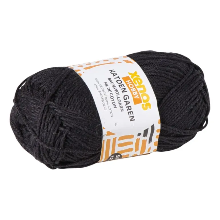 Garen katoen - zwart - 50 gram - 125 meter