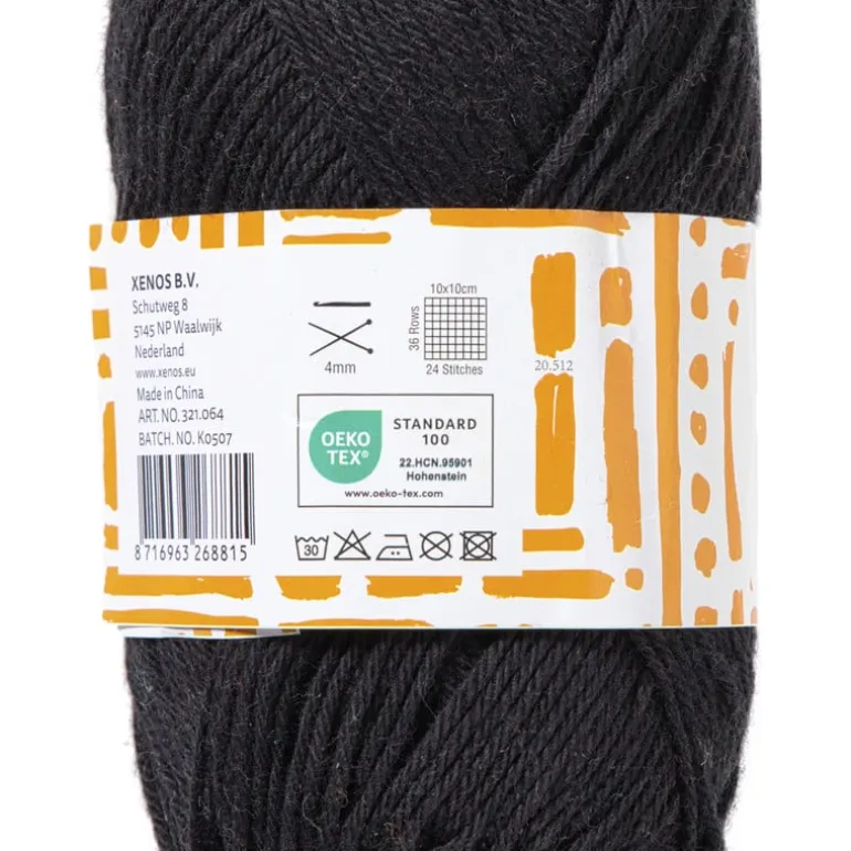 Garen katoen - zwart - 50 gram - 125 meter