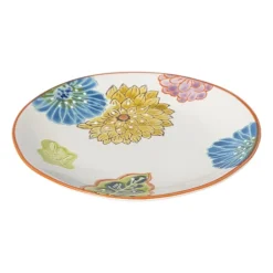 Gebaksbordje bloemen - oranje - ø15x1.5 cm