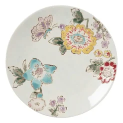 Gebaksbordje bloemen en vlinder - multikleur - ø15 cm