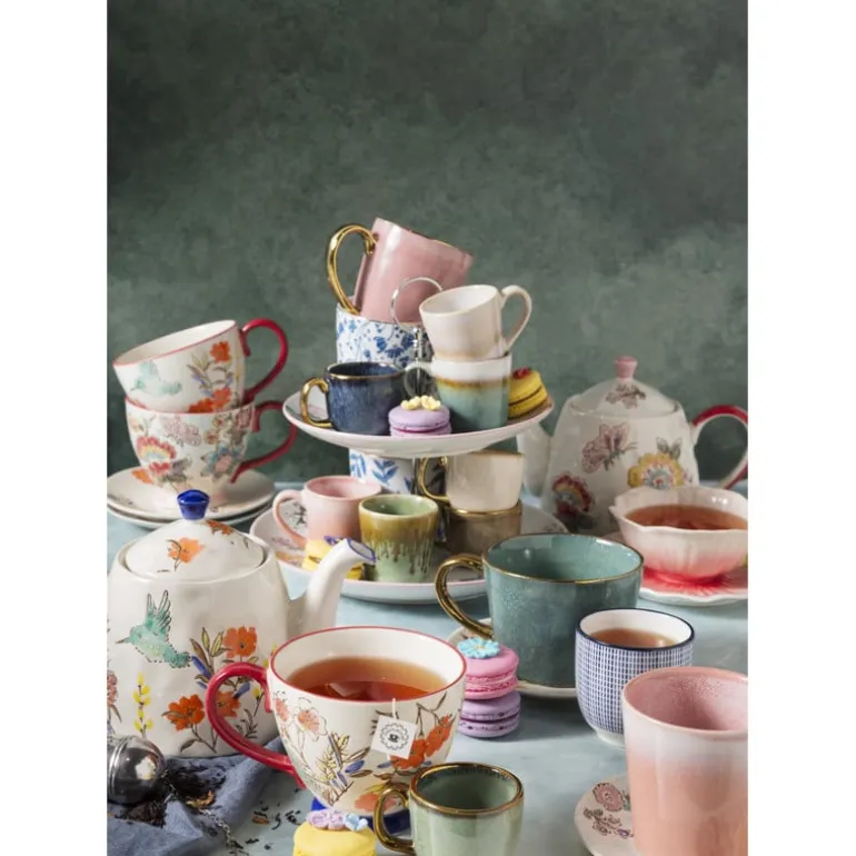 Gebaksbordje bloemen en vlinder - multikleur - ø15 cm