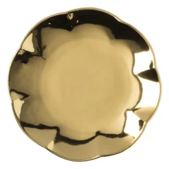 Gebaksbordje goud - keramiek - ø15.5x2 cm